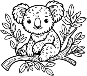koala-ausmalbild-mit-blaettern