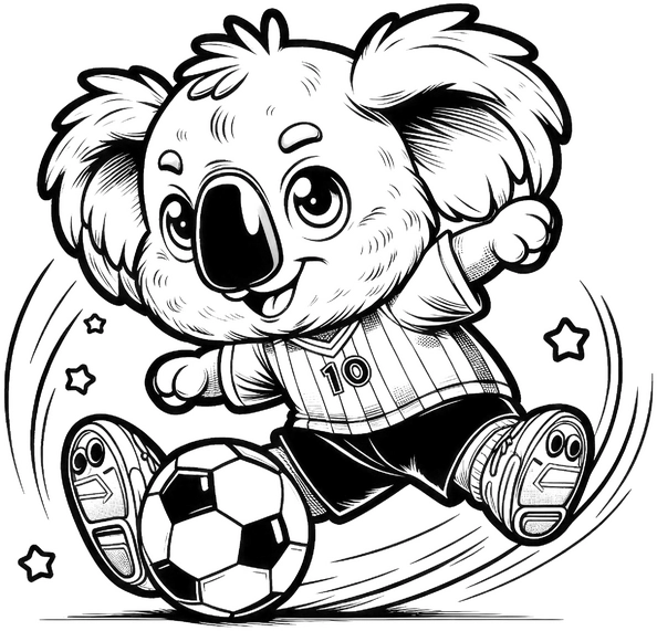 koala-beim-fussballspielen-ausmalbild