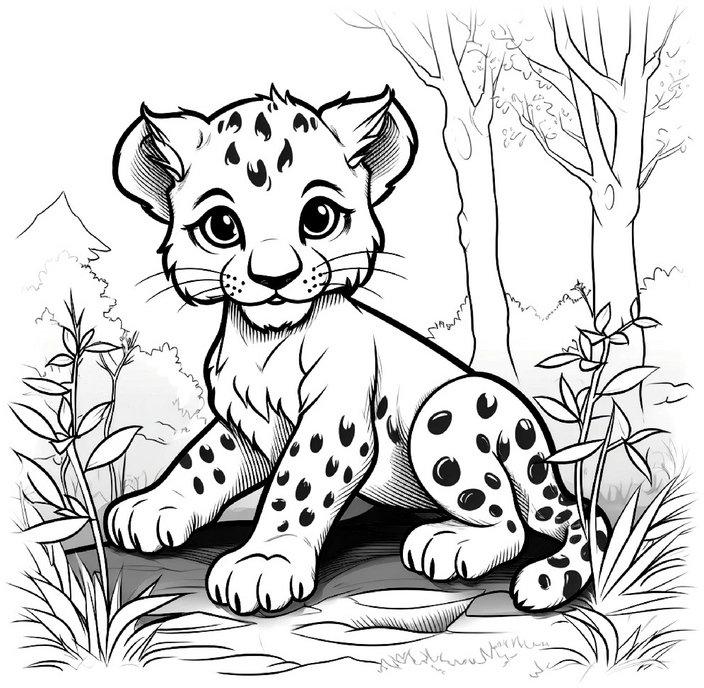 leopardenbaby-im-wald-ausmalvorlage