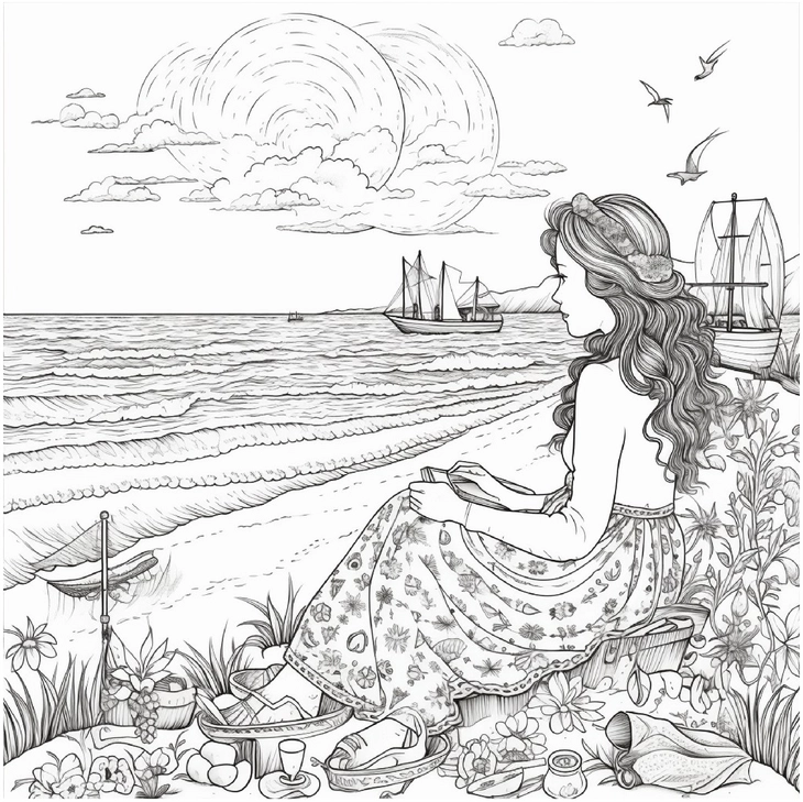 maedchen-am-strand-blumen-und-segelboote