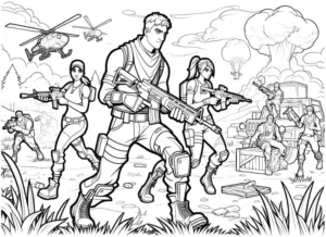 malvorlage-action-charaktere-und-helikopter