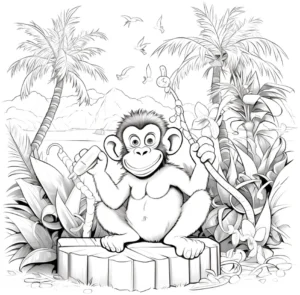 malvorlage-affe-in-tropischer-natur
