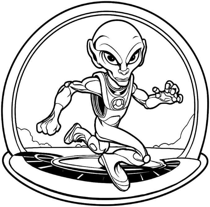 malvorlage-alien-im-weltall-ausmalen