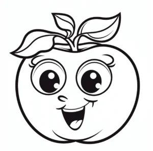 malvorlage-apfel-laechelnd-mit-blatt
