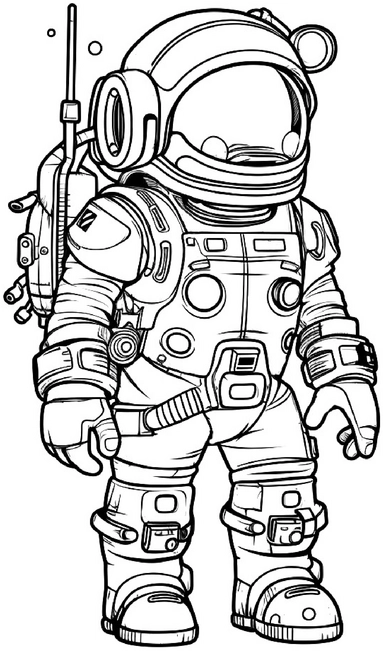 malvorlage-astronaut-im-weltall-ausmalbild