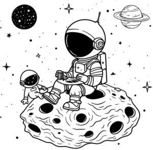 malvorlage-astronauten-im-weltall-mit-asteroid
