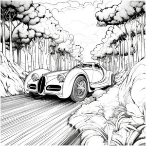 malvorlage-auto-im-wald