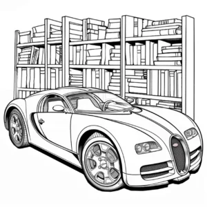 malvorlage-auto-vor-buecherregal