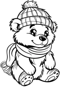 malvorlage-baer-im-winteroutfit