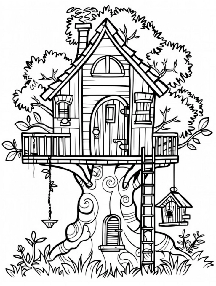 malvorlage-baumhaus-in-einem-grossen-baum