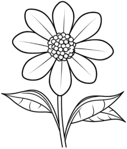 malvorlage-blume-mit-detaillierten-blaettern