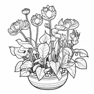 malvorlage-blumenarrangement-im-topf