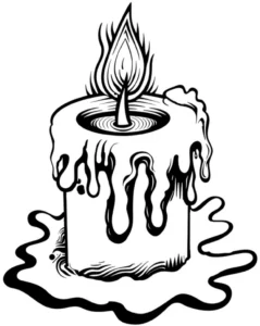 malvorlage-brennende-kerze-mit-wachs