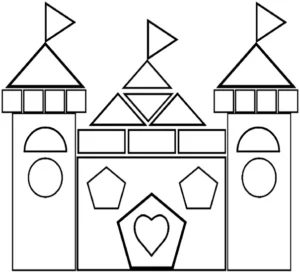 malvorlage-burg-mit-geometrischen-formen-und-herzsymbol