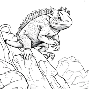 malvorlage-chamaeleon-auf-felsigem-huegel