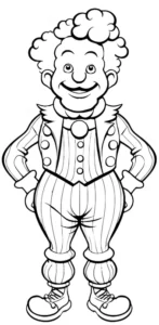 malvorlage-clown-im-zirkus-mit-bunten-details