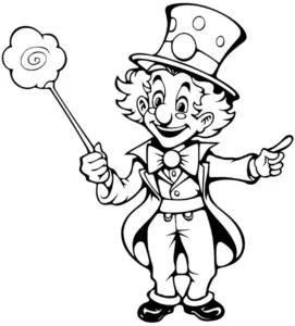 malvorlage-clown-mit-zuckerwatte