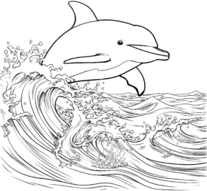 malvorlage-delfin-in-wellen