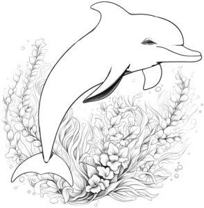 malvorlage-delfin-und-unterwasserpflanzen