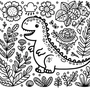 malvorlage-dinosaurier-im-garten