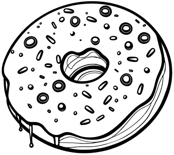 malvorlage-donut-mit-schoko-chips