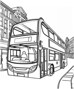 malvorlage-doppeldeckerbus-in-urbaner-umgebung