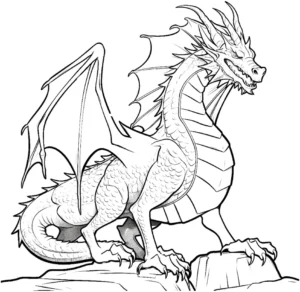 malvorlage-drache-grosser-fluegel-detailreiche-schuuppen