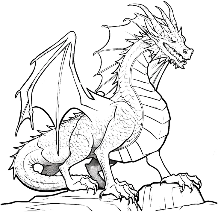 malvorlage-drache-grosser-fluegel-detailreiche-schuuppen