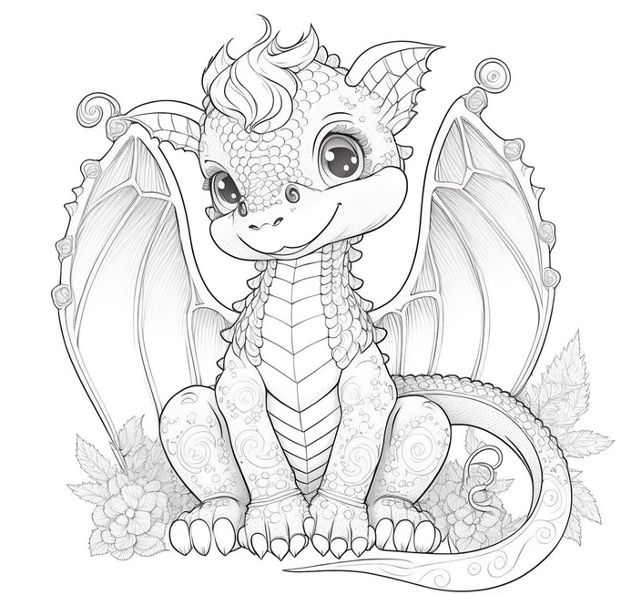 malvorlage-drachen-niedlicher-drache-ausmalen