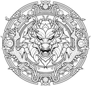 malvorlage-drachenkopf-im-mandala-stil