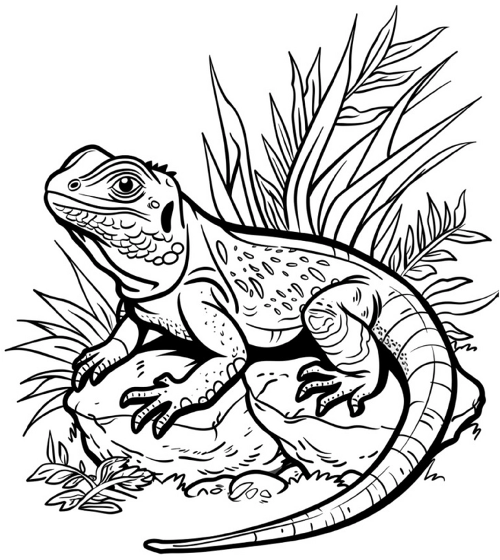 malvorlage-eidechse-natur-umgebung