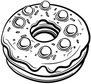 malvorlage-eines-suessem-donuts-mit-bunten-streuseln