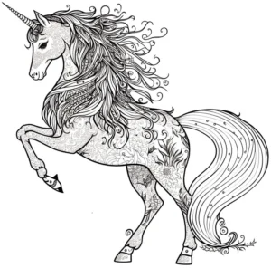 malvorlage-einhorn-mit-filigranen-mustern