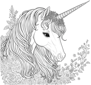 malvorlage-einhorn-und-blumen