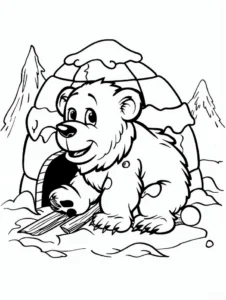 malvorlage-eisbaer-vor-iglu-im-winter