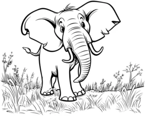 malvorlage-elefant-auf-der-wiese