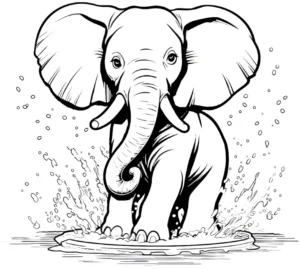 malvorlage-elefant-beim-planschen-im-wasser