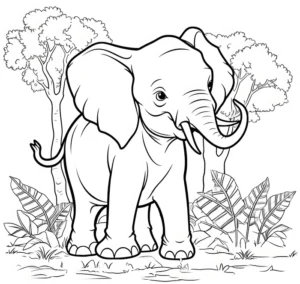 malvorlage-elefant-im-wald