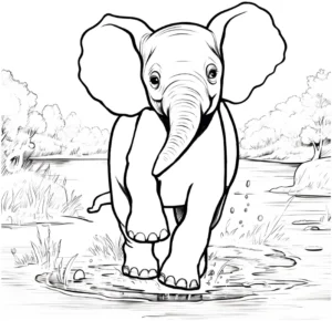 malvorlage-elefant-in-der-natur
