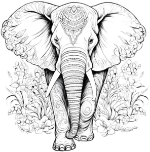 malvorlage-elefant-mit-blumen