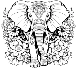 malvorlage-elefant-mit-mandala-und-blumen
