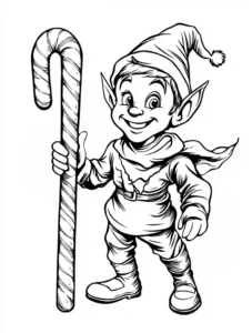 malvorlage-elf-mit-zuckerstange-weihnachten