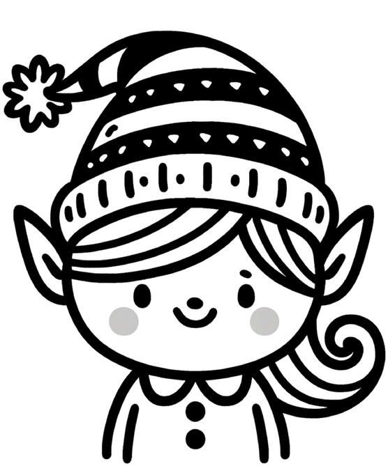 malvorlage-elf-weihnachtsdesign-mit-muetze