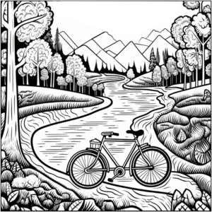 malvorlage-fahrrad-in-der-natur