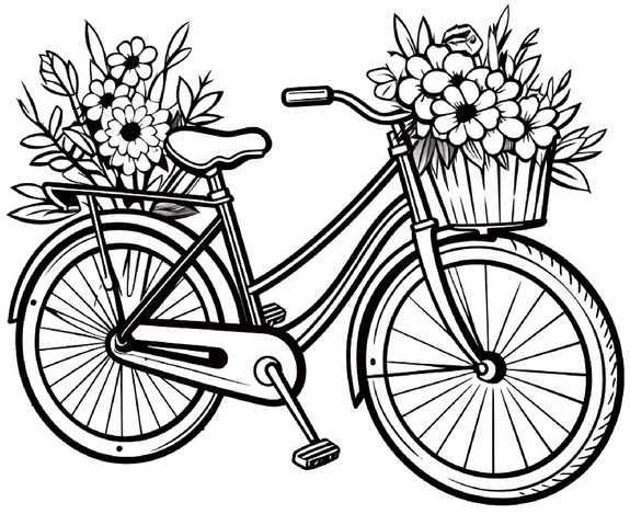 malvorlage-fahrrad-mit-blumen-korb