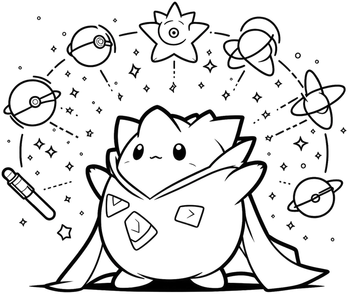 malvorlage-fantasiewesen-und-weltraumsymbole