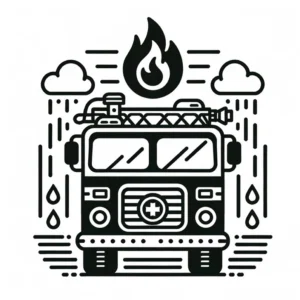 malvorlage-feuerwehrfahrzeug-mit-wasser-und-flamme