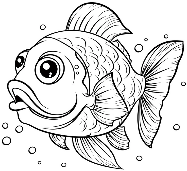 malvorlage-fisch-grosse-augen-sprudelnde-blasen