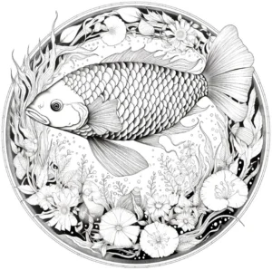 malvorlage-fisch-in-bluehender-unterwasserlandschaft