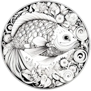 malvorlage-fisch-und-blumen-ausmalbild